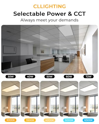 2x4 LED Flat Panel Light 2 Pack 5CCT Selectable, Dimmable Drop Ceiling Fixtures