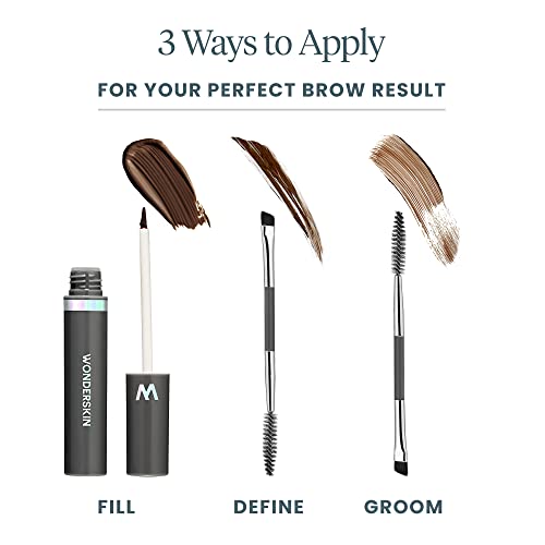 Wonderskin Dream Brow Eye Brow Gel Serum (Dark Brunette) and 1440 Longwear Pencil Eyeliner, Eye Makeup (Kalamata)