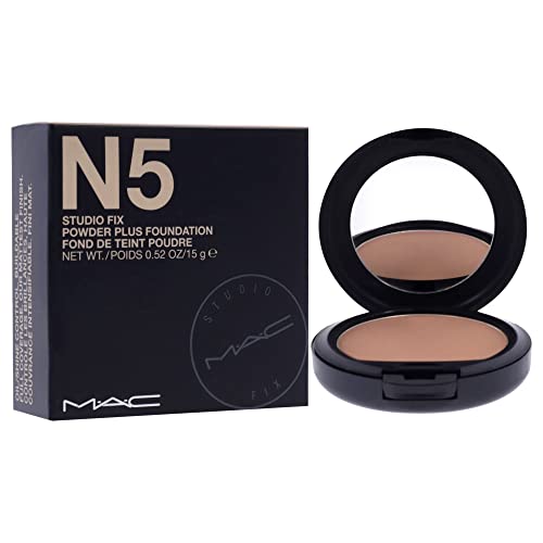 MAC Studio Fix Powder Plus Foundation N5 0.52 Oz – Full Coverage Matte Finish