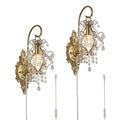 Plug-In Vintage Gold Crystal Wall Sconces Set of 2 – Fetason (2 Pack)