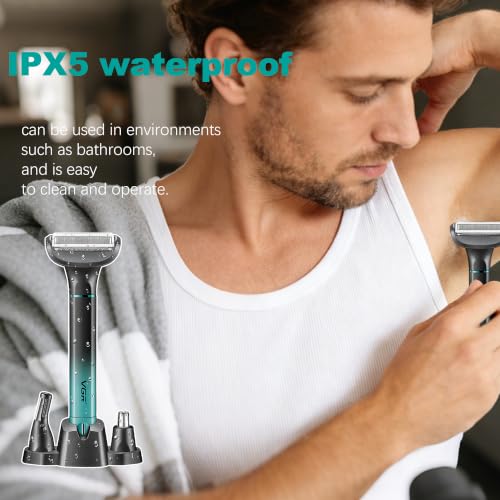 Men's 3-in-1 Waterproof Body Hair Trimmer with Detachable Heads