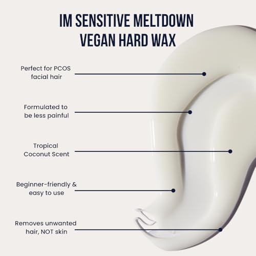 Crybaby Wax I¡¯m Sensitive Meltdown Vegan Hard Wax 6.5oz, Coconut-Infused Stripless Wax for Sensitive Skin, PCOS Facial Hair, Face, Bikini, Underarms & Body