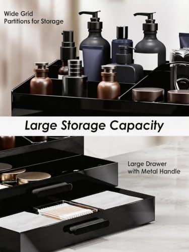 Black 2-Layer Cologne Organizer with Drawer - Bathroom & Vanity Storage