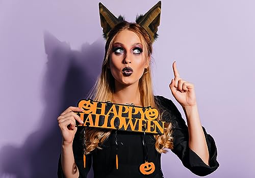 Loiahoer Black & Brown Faux Fur Jackal Ears Headband Halloween Cosplay Accessory