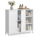 VASAGLE Bathroom Floor Cabinet with Adjustable Shelves - Cloud White, 2 Doors + 3 Open Shelves