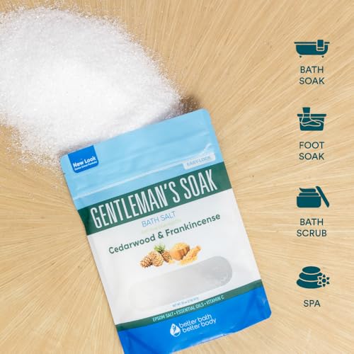 Gentleman's Bath Salt 32 oz Epsom Salt Soak with Essential Oils - Manly Scent