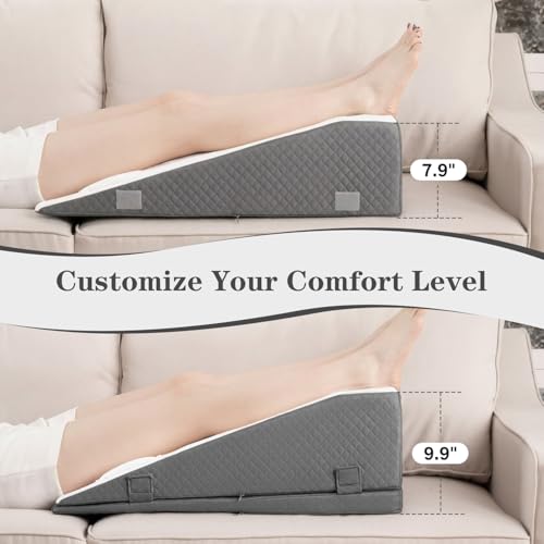 Hapiclody Double Leg Elevation Pillow for Post-Surgery Recovery, Adjustable Support