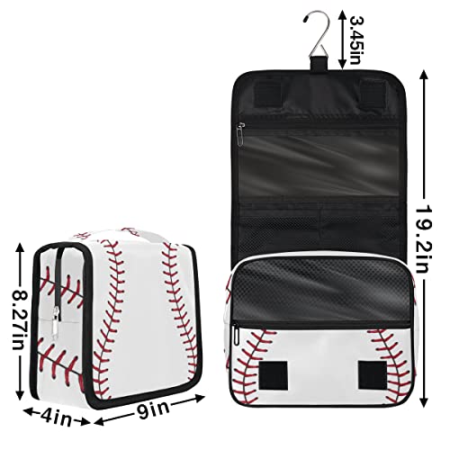 Travel Hanging Toiletry Bag for Women Men Baseball Cosmetic Bag Waterproof Makeup Organizer for Accessories, Shampoo, Full Sized Container, Toiletries for Bathroom Shower