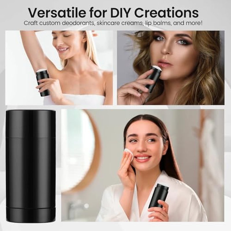 15 Pack White Empty Deodorant Containers - 1.7oz/50ml Twist-Up Refillable Tubes, Bottom-Fill Round Plastic Sticks for DIY Homemade Deodorant, Lip Balm & Solid Cosmetics