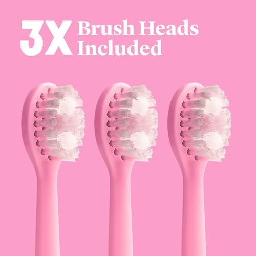 Dentist-Designed PRO-X Replacement Toothbrush Heads for Adults - Pink, Deep Plaque Removal, Soft Bristles (3 Pack)