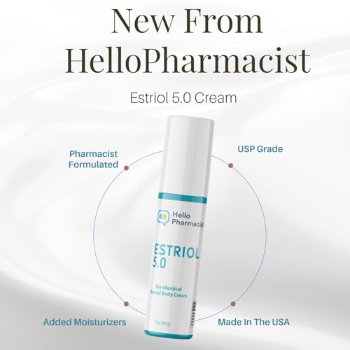 HelloPharmacist Natural Bioidentical Estriol 5.0 Professional Cream for Women - Menopause Support - Added Moisturizers & Hyaluronic Acid - 3 Ounces - Trusted Brand