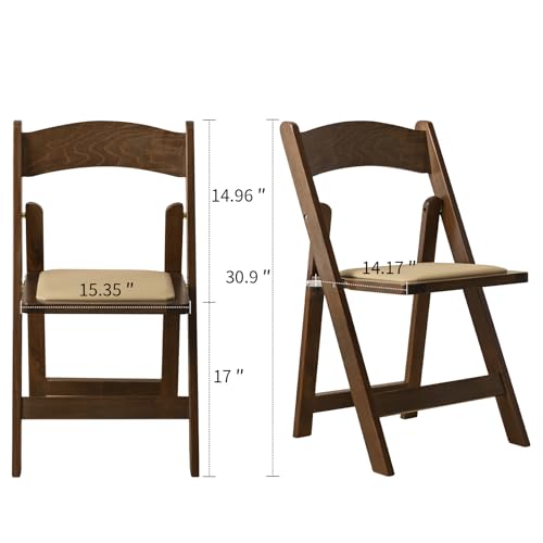 GTNSAFP Classic-Fruitwood Wooden Folding Chair Set of 2 – Space-Saving, Padded & No Assembly