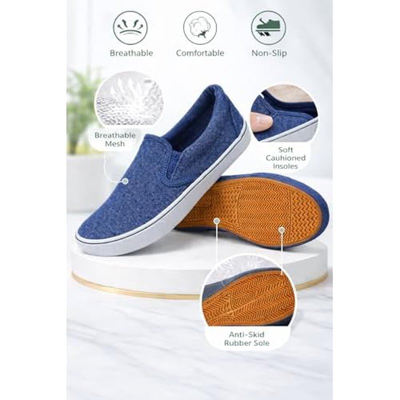 Emma Shoes Low-Top Slip Ons Women's Fashion Sneakers Casual Canvas Sneakers for Women Comfortable Flats Breathable Padded Insole Slip on Sneakers Women Low Slip on Shoes