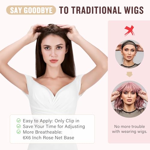 Long Wavy Clip-In Hair Topper with Side Bangs for Women - Synthetic Hairpiece, White Blonde