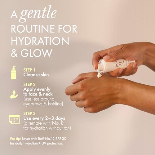 No. 9 Hydrating Moisturiser Face Cream with Gradual Tan ? Smooths, Softens, Anti-Ageing, Boosts Elastiity & Protects Against UV/Blue Light ? Lightweight, Fragrance-Free, Sensitive Skin, 30mL