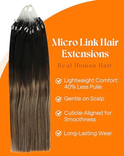 Micro Link Hair Extensions 14 Inch Human Hair No Heat Bead Weft Natural Remy