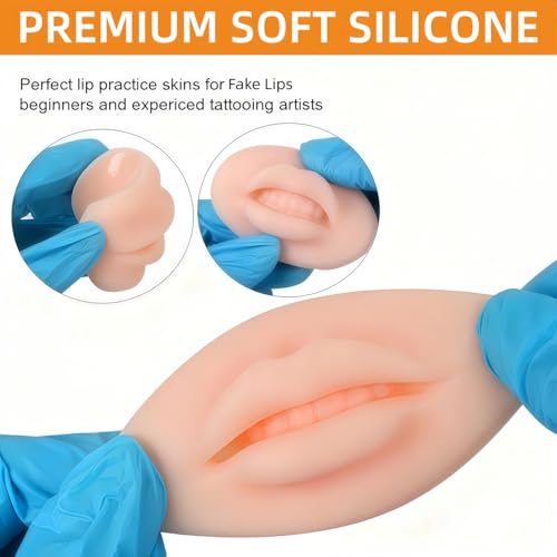 Tattoo Fake Lips 3 Pieces 5D Fake Lips, Silicone Lips for Makeup Practice, Soft Tattoo Practice Lips Model for Semi Permanent Make Up Supplies