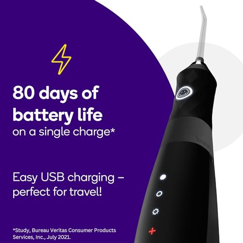 Burst Electric Water Flosser for Teeth Cleaning - Black, 3 Modes, Portable & Waterproof