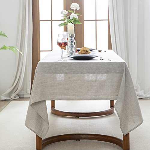 Everly Natural Linen Rectangle Tablecloth 132" x 60" for Dining & Events