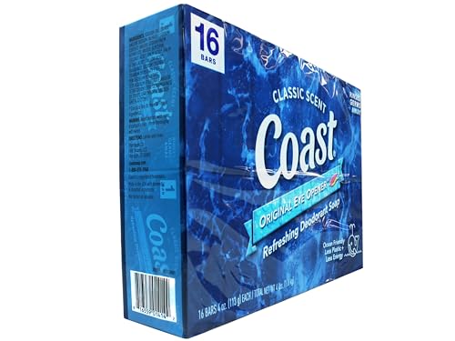 Coast Deodorant Soap Bars Pacific Force Scent - 16 Count Pack of 2, Refreshing Fragrance