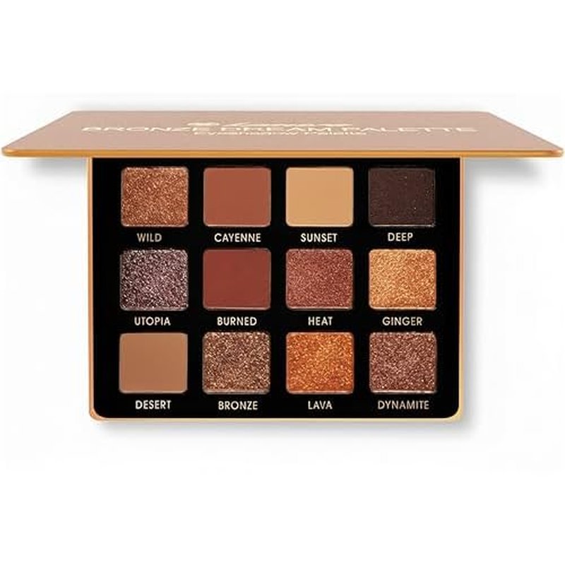 Lamora Bronze Eyeshadow Palette - 12 Soft Warm Brown Shadows, Multi-Use Eye Makeup Palette with Matte & Shimmer Finishes, Ultra-Blendable Everyday Neutrals, Long-lasting Wear Travel Makeup with Mirror
