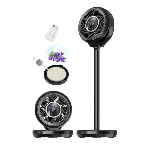 Quiet Standing Fan for Bedroom 180° Oscillation, 15 Speeds, Sleep Mode