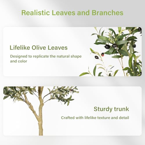 FEELEAD 6ft Faux Olive Tree with Textured Trunk & Lifelike Leaves - Indoor Decor