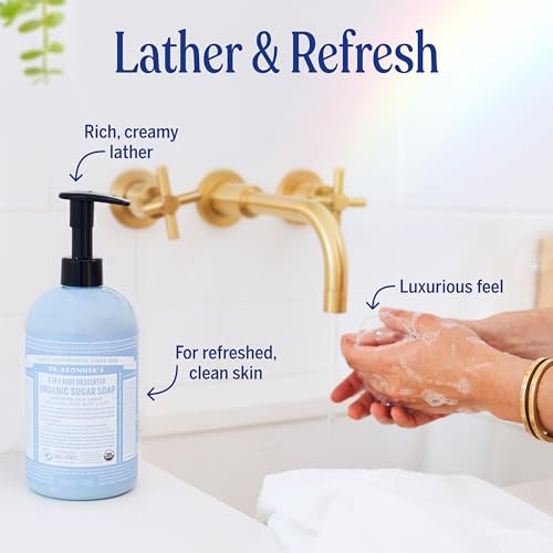 Unscented Organic Sugar Soap for Baby Bath & Skin - 24 oz - Dr. Bronner's Variation