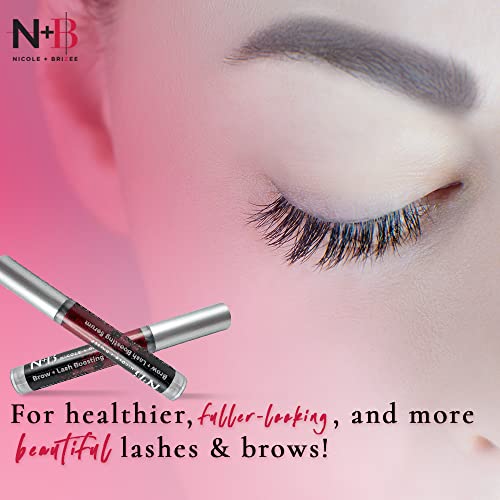 Nicole + Brizee Brow & Lash Serum ? Natural Formula with Biotin, Squalene, Ubiquinone, Wheat & Soy Amino Acids, Provitamin B5 ? Supports Thicker, Fuller Lashes and Brows ? Made in The USA - 2 Pack