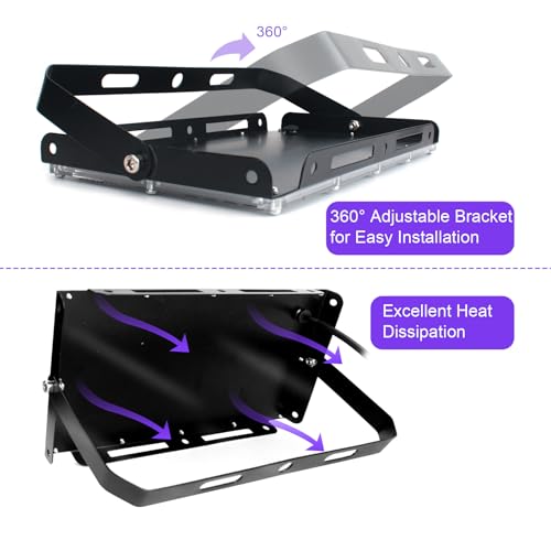 4 Pack 300W UV LED Blacklight - Neon Glow Party Lights, 395-400nm