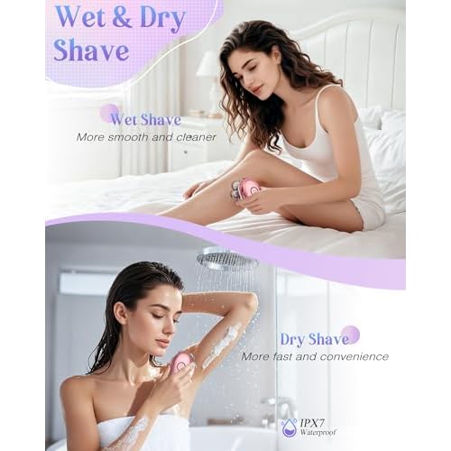 Electric Razors for Women Legs:Cordless Electric Shaver for Women-Wet Dry Womens Electric Shaver-Rechargeable Body Shaver for Smooth Leg Shaving (Pink)