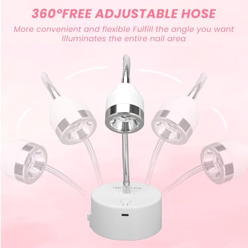 Touch Switch Gel x Lamp, 9W Cordless Rechargeable Gooseneck UV Lamp for Gel x Nails, Portable Flash Cure Lamp with 60s Timer, Quick Drying LED UV Nail Lamp for Gel Nails, Home & Salon Use