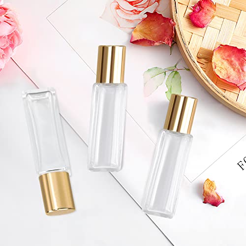 wifreo 40 Pcs 5 ml Glass Roll On Bottle for Essential Oils, Clear Perfume Sample Bottles with Stainless Steel Roller Ball, Portable Practical