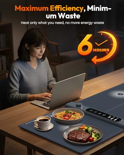 Large Food Warming Mat with 3-Zone Control, 40x17 Inches - Energy Saving