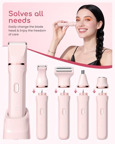 Kabowa 5-in-1 Waterproof Women's Bikini Trimmer with Pink Variation
