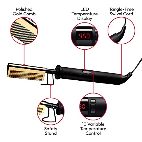Red by Kiss Hot Comb Hair Straightener 450°F, Straight Teeth & Electric Styling Tool