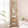 Gold 6-Tier Glass & Steel Arched Bookcase - Space-Saving Shelving Unit - 11.8 x 13.8 x 70.3 Inches