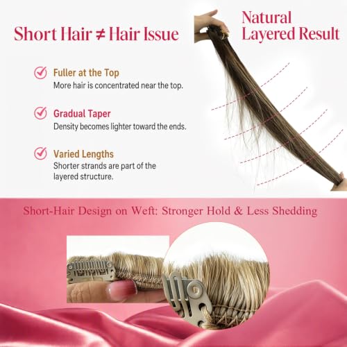Clip-In Hair Extensions Balayage Human Hair 18 Inch Sunset Grove Chestnut Mix