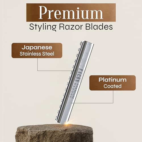 Fac?n Professional Hair Styling Razor Replacement Blades, Faether Razor Blades for Thinning Texturizing Layering Cutting Hair, Premium Platinum Japanese Stainless Steel for Salon Hairstyling- 10 Count