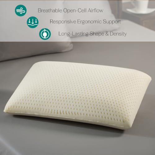 Premium Talalay Latex Pillow - Standard Mid Loft, Natural Support for Side & Back Sleepers
