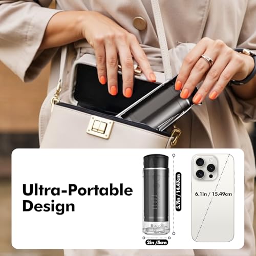 Portable Water Flosser for Travel - 5 Modes, 6 Tips, Black & Sky Blue