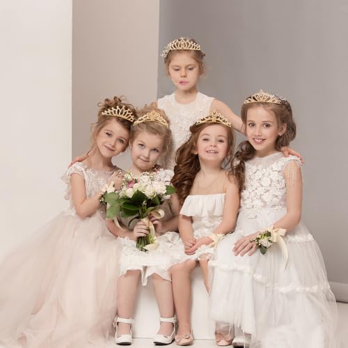 TOBATOBA Gold Princess Tiara Set for Women & Girls, Sparkling Rhinestone Crowns, Wedding & Party Headbands