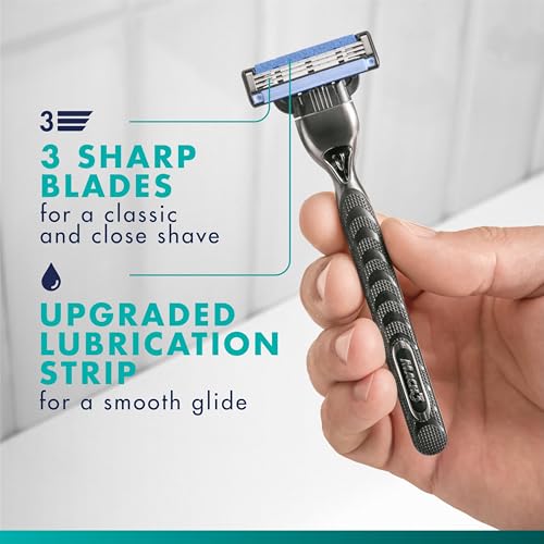 Gillette Mach3 Men's Razor with 10 Refills, 3-Blade System, Lubrication Strip - Variation of 1 Razor, 10 Refills