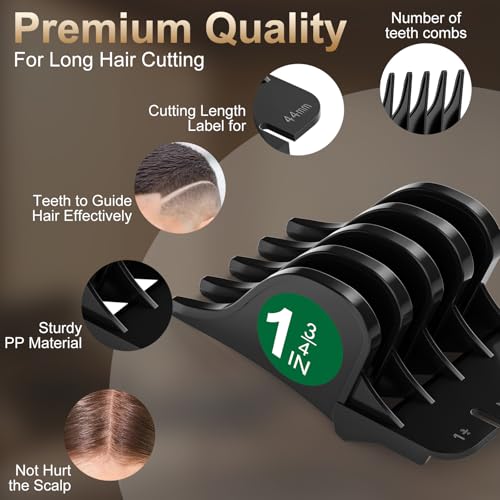 Clipper Guards Set, 4 Pack 1.25", 1.5", 1.75", 2" Compatible with Most Wahl Clippers, Black Replacement Guides