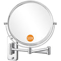 8 Inch Wall Mount Magnifying Mirror with 10x Zoom, Chrome Finish, Adjustable Arm