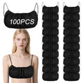 100Pcs Disposable Nonwoven Bras for Women, Black Bra for Travel, Disposable Underwear for Sunless Spray Tan Spa Salon Top Garment, Towel Bra