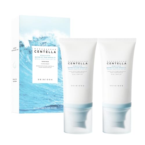 SKIN1004 Hyalu-Cica Water-Fit Sun Serum SPF 50 - 2 Pack, Hydrating & Lightweight