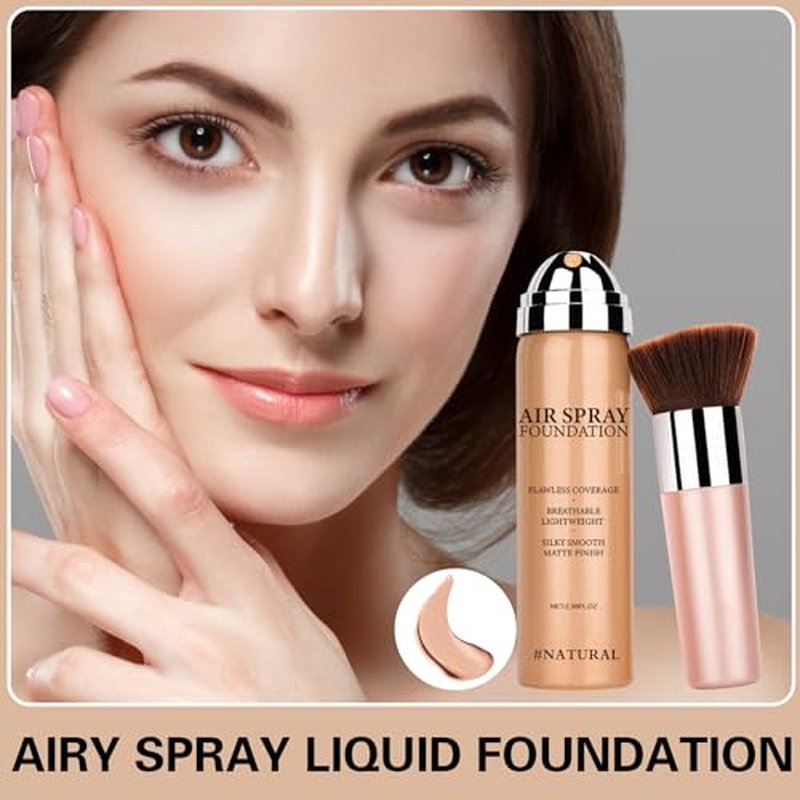 Magic Minerals Airbrush Foundation Makeup Spray Silky Lightweight Foundation Makeup Air Brush Flawless Setting Spray Makeup for Mature Skin (Natural/Warm Porcelain)