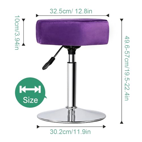 FURWOO Purple Hexagon Velvet Padded Adjustable Salon Stool with No Wheels