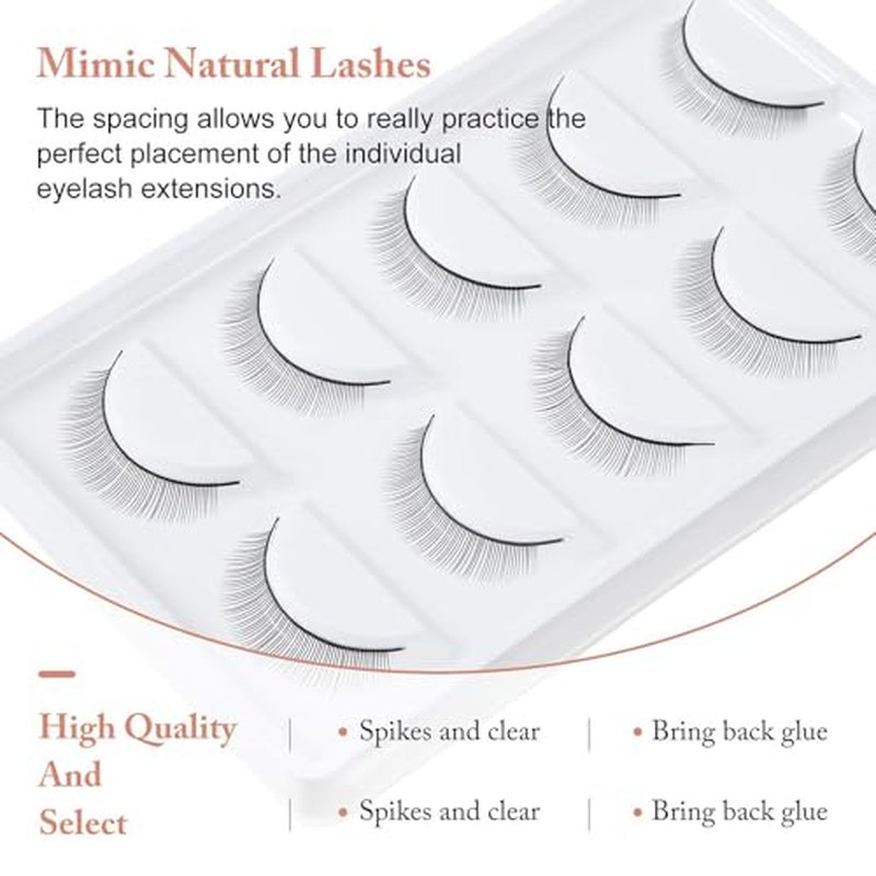 50 Pairs Practice Eyelashes Training Lashes Self-adhesive Practice Lashes Eyelash Strips for Training Eyelash Extension Makeup Beginners Beauty Salon